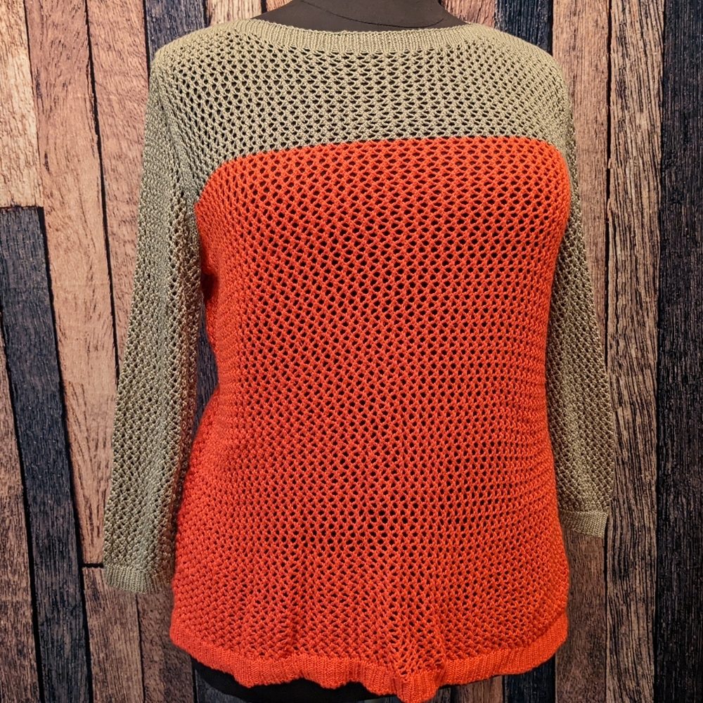 Color Block Net Sweater - Picture 2 of 4